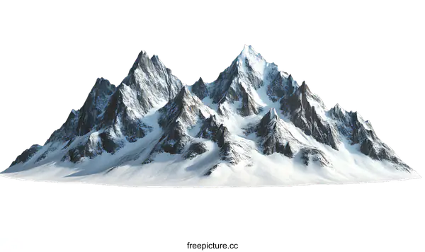 [Transparent Background PNG]Majestic Snow-capped Mountain Range Isolated