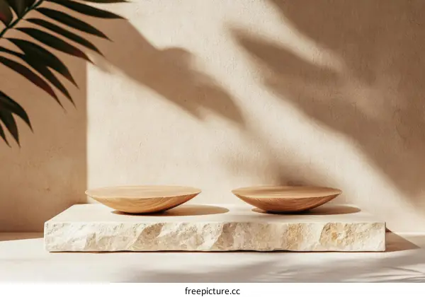 Natural Wooden Display Stand with Sunlight