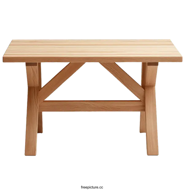 [Transparent Background PNG]Simple Wooden Table Design with X-Shaped Legs