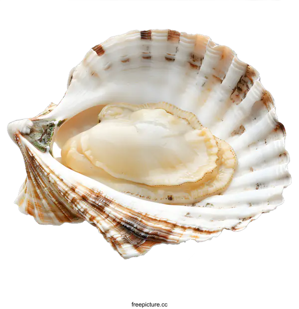 [Transparent Background PNG]Fresh Scallop on White Background