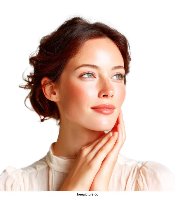 [Transparent Background PNG]Closeup Portrait of a Caucasian Woman with Radiant Skin