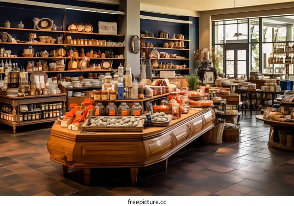 An interior shot of a store that sells various food items