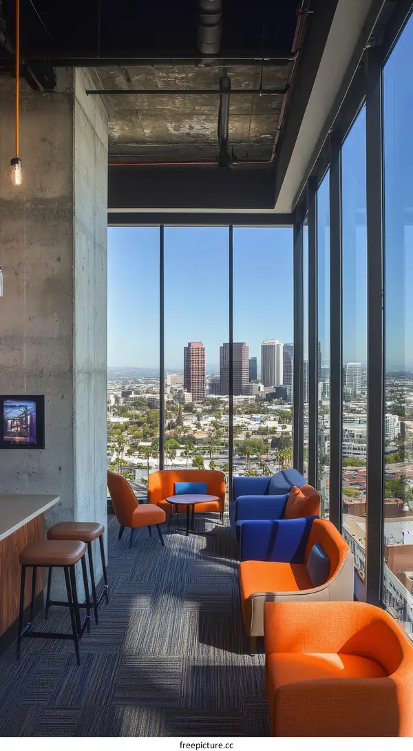 Modern Rooftop Lounge with City View