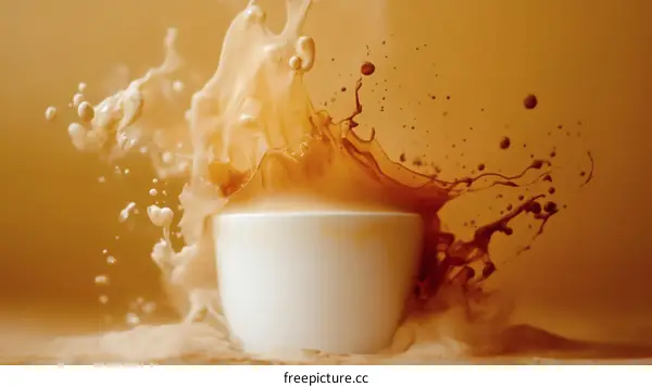Coffee Splashing from a White Cup