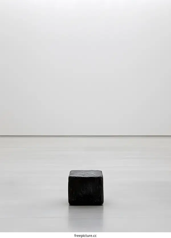 Black Cube Sculpture in White Gallery