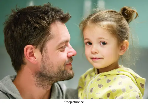 Father and Daughter Close Up Affectionate Portrait