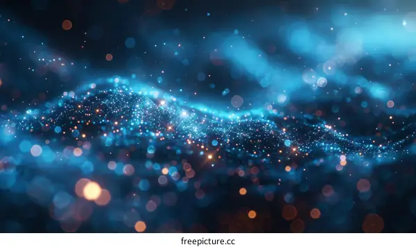 Blue and orange glowing particles background