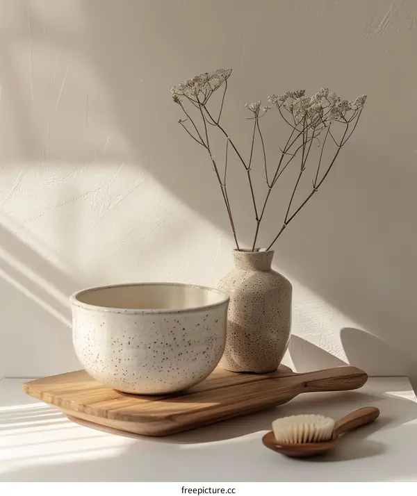 Dried Flowers in a Minimalist Still Life Arrangement