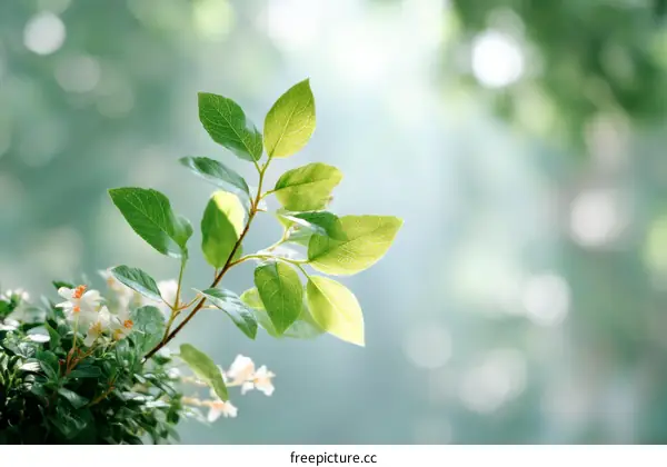 Fresh Green Leaves in Nature Background