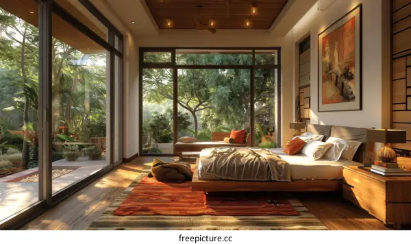 Modern Forest View Bedroom