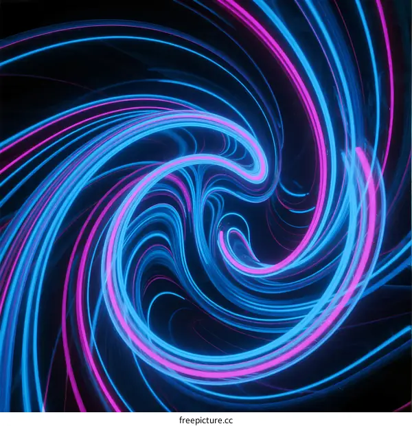 Neon Light Swirls Abstract Background with Dynamic Curves