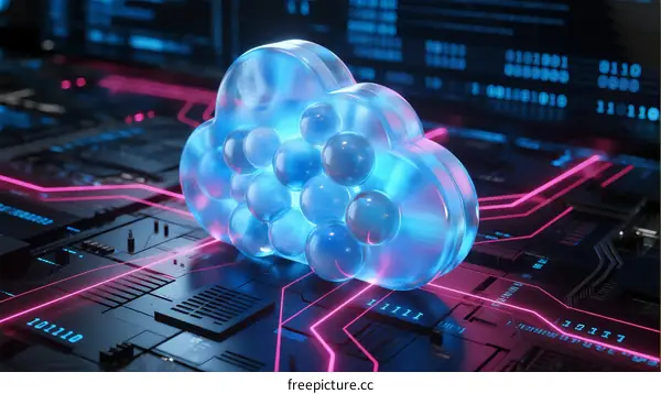 Cloud Computing Concept with Circuit Board Background