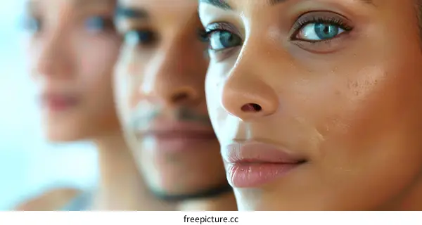 Closeup Portrait of Three People With Different Skin Tones