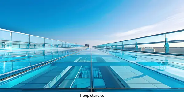 Glass Skywalk with Blue Sky Background