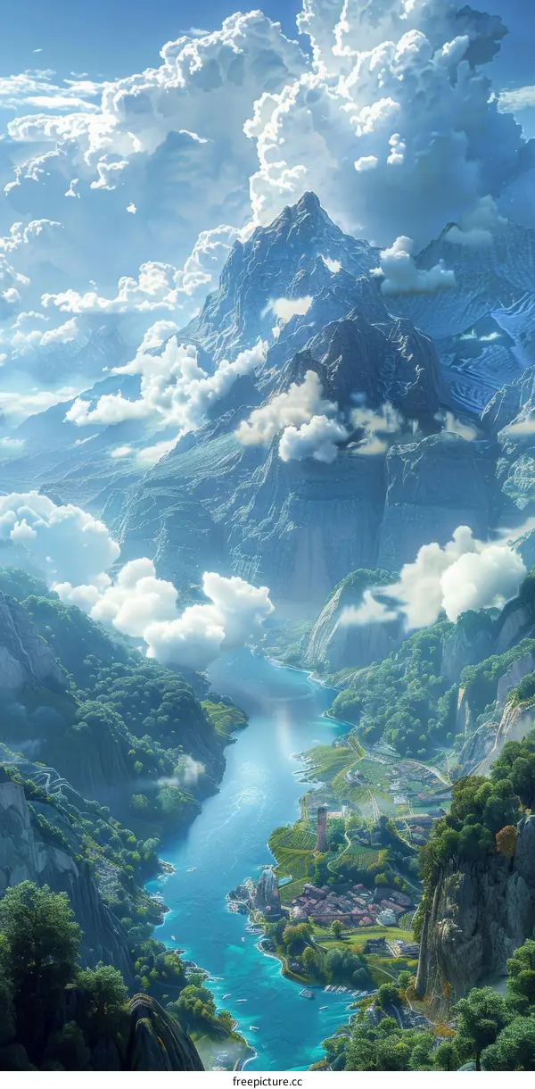 A Breathtaking Mountain River Valley Scenery