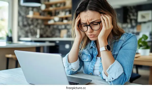 Woman Stressed Working From Home