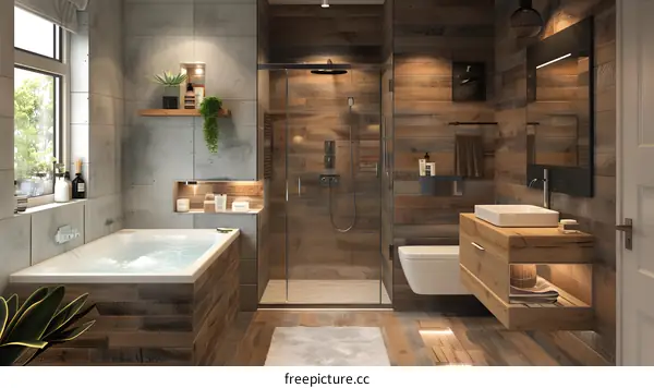Modern Wooden Bathroom Interior Design