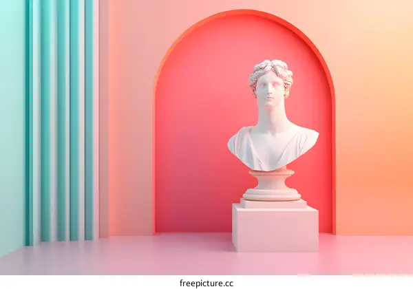 White Marble Sculpture of a Woman in a Minimalist  Room Setting