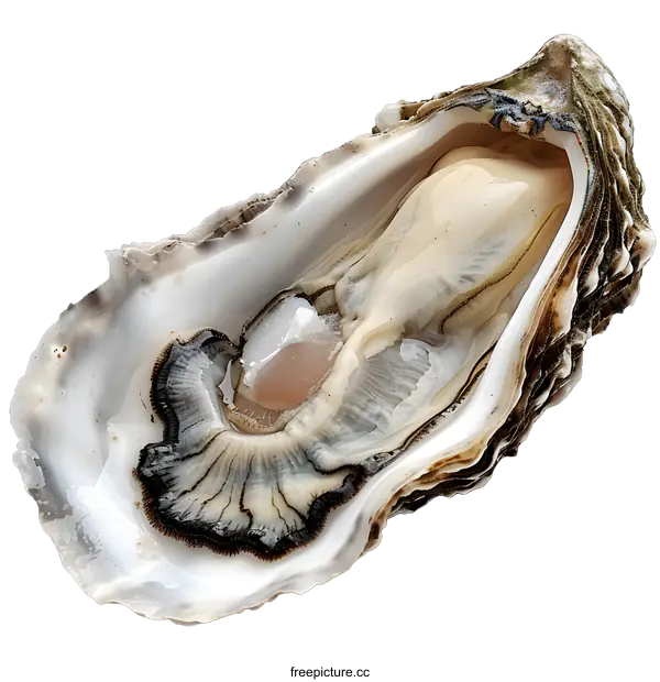 [Transparent Background PNG]opened oyster with a pearl inside