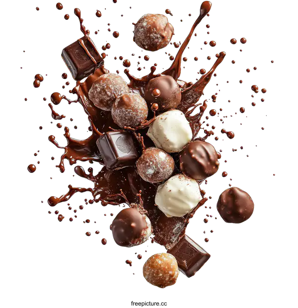 [Transparent Background PNG]Delicious Chocolate Assortment in Motion