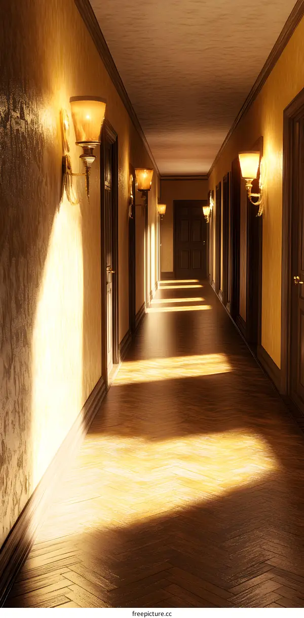 Luxury Vintage Interior Hallway With Wooden Floor