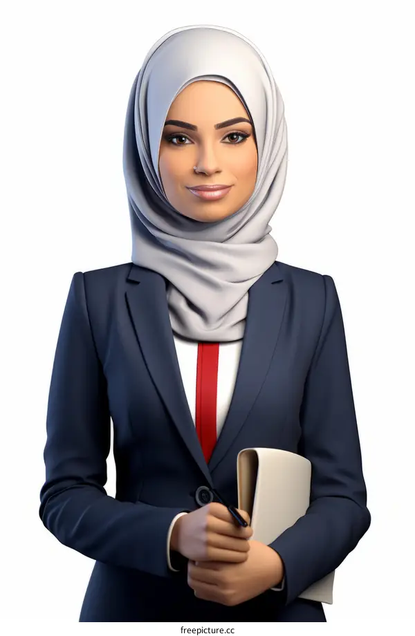 Portrait of a Professional Young Woman in Suit and Hijab