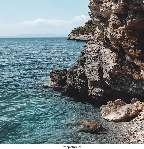 Clear Blue Water and Rocky Cliffs
