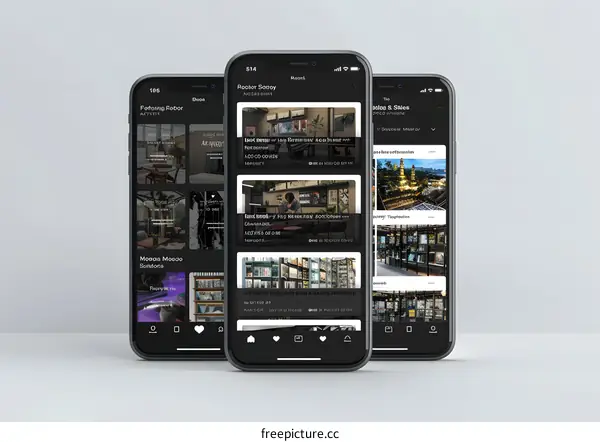 Smartphone App Interface Design Display With Black Background