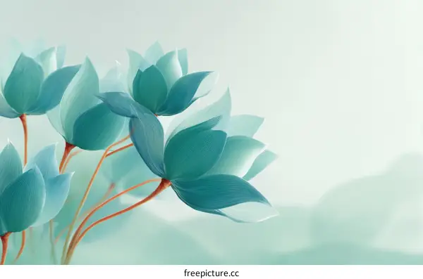 Delicate Teal Floral Illustration