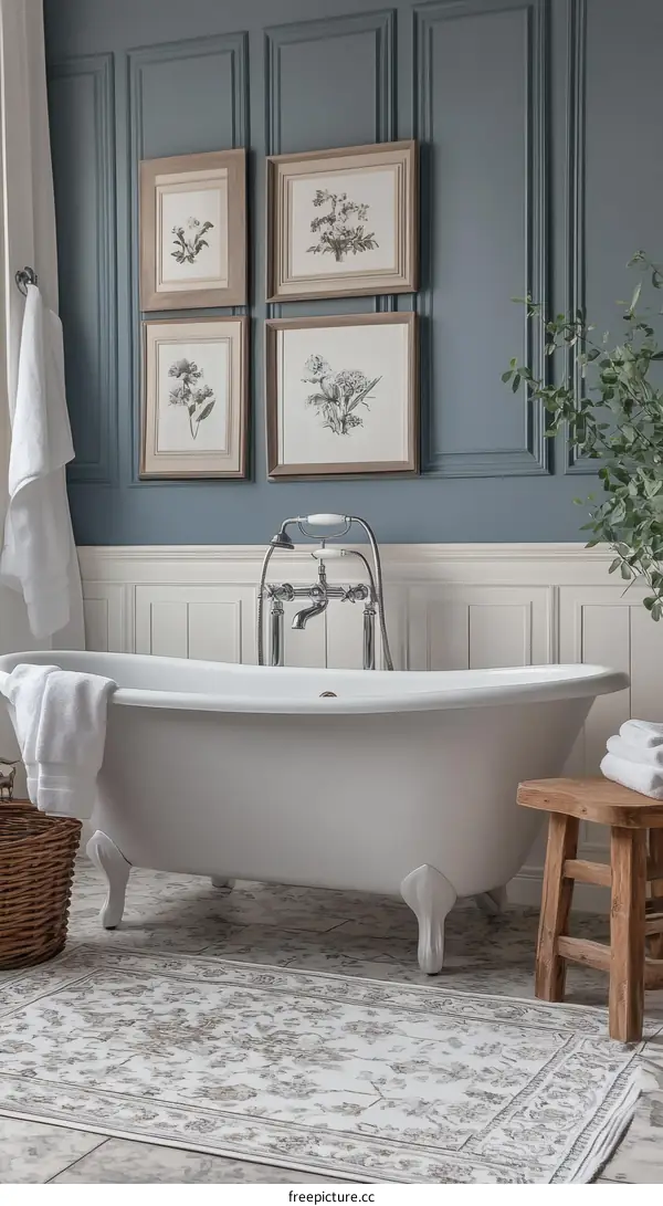 Vintage Floral Prints in a Classic Bathroom