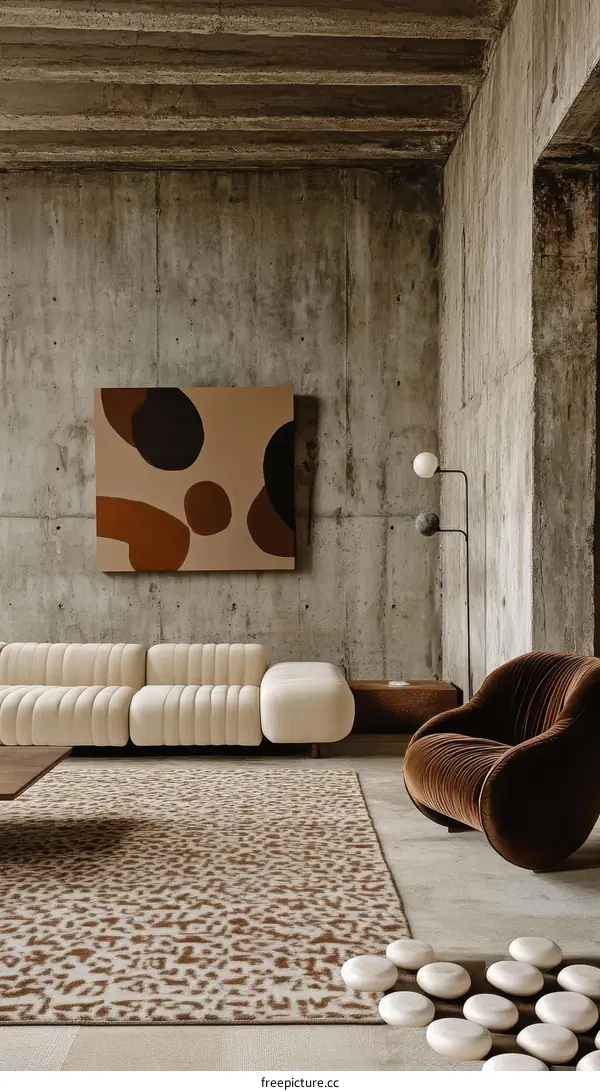 Modern Beige and Brown Living Room Interior Design