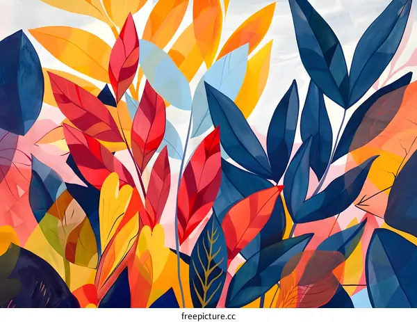 Abstract Colorful Leaves Illustration Background
