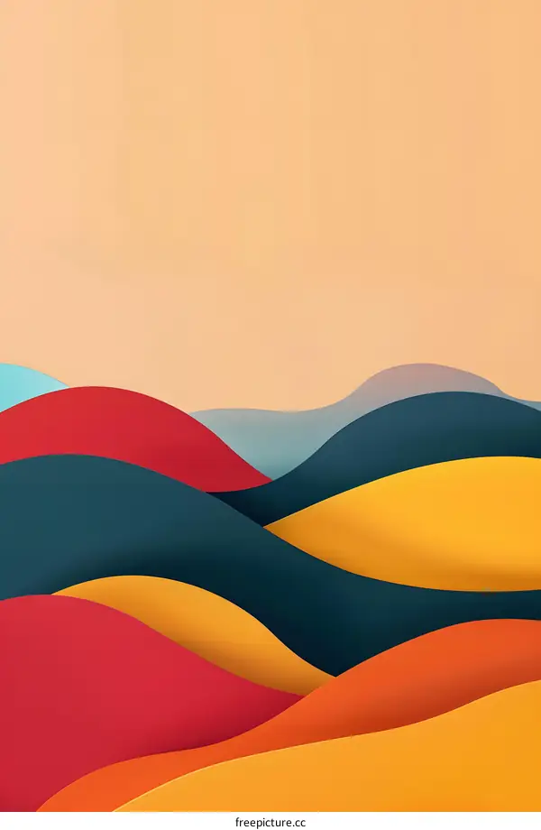 Abstract Wavy Background with Colorful Hills
