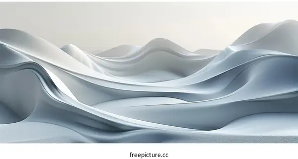 Abstract White 3D Landscape with Smooth Waves