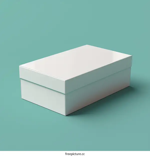 A white shoebox on a blue background
