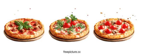 [Transparent Background PNG]Delicious Pizza Variety Showcase