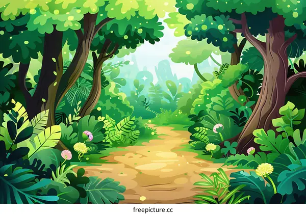 Green Forest Path Illustration