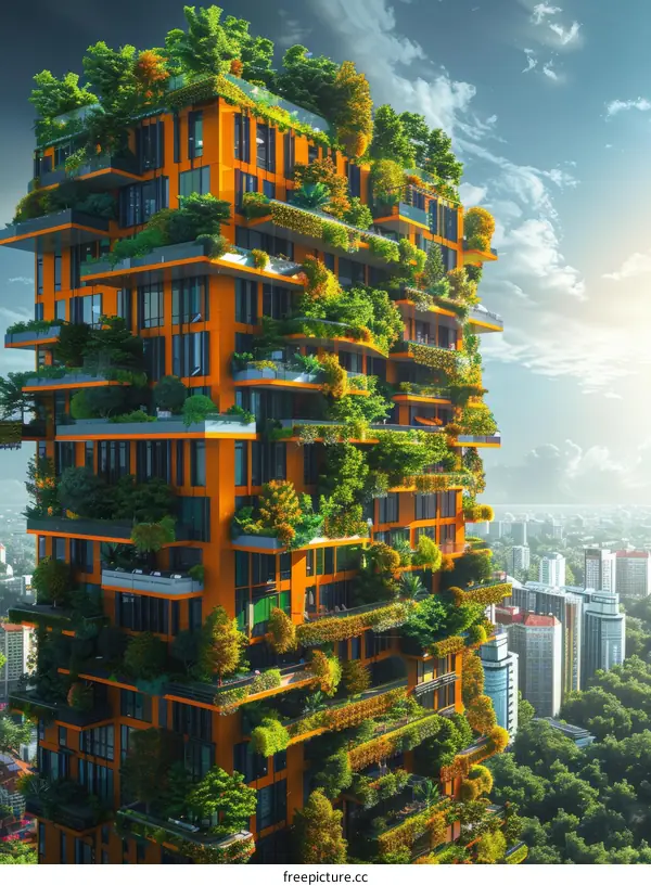 futuristic green architecture in an urban city