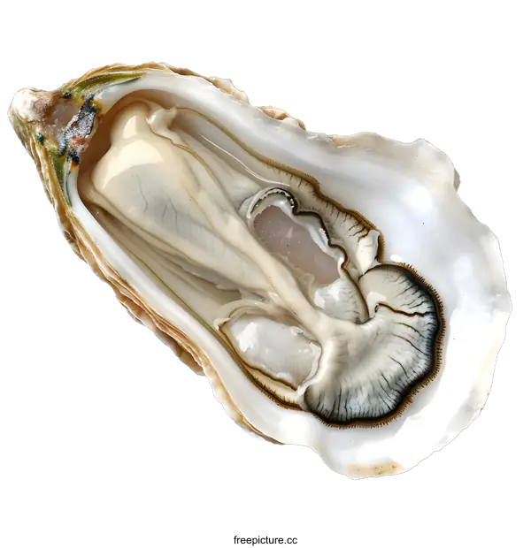 [Transparent Background PNG]Fresh open oyster on white background