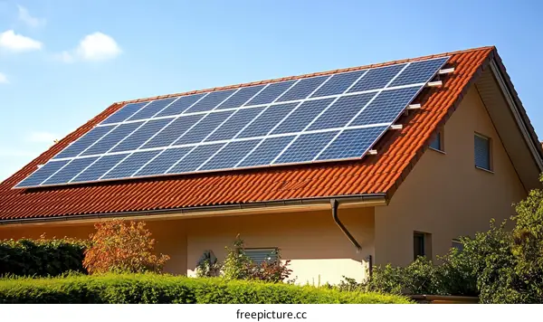 Residential Home with Solar Panels on Roof