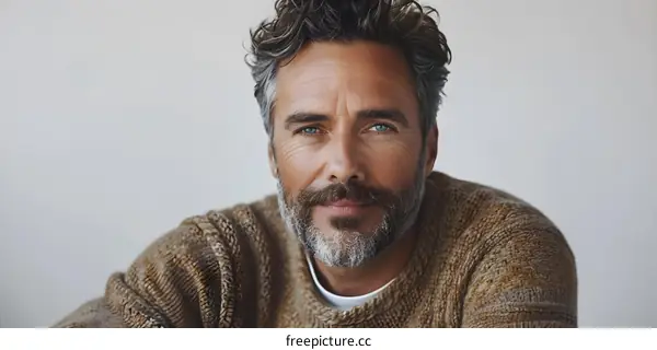 Portrait of a mature man with a beard and grey hair