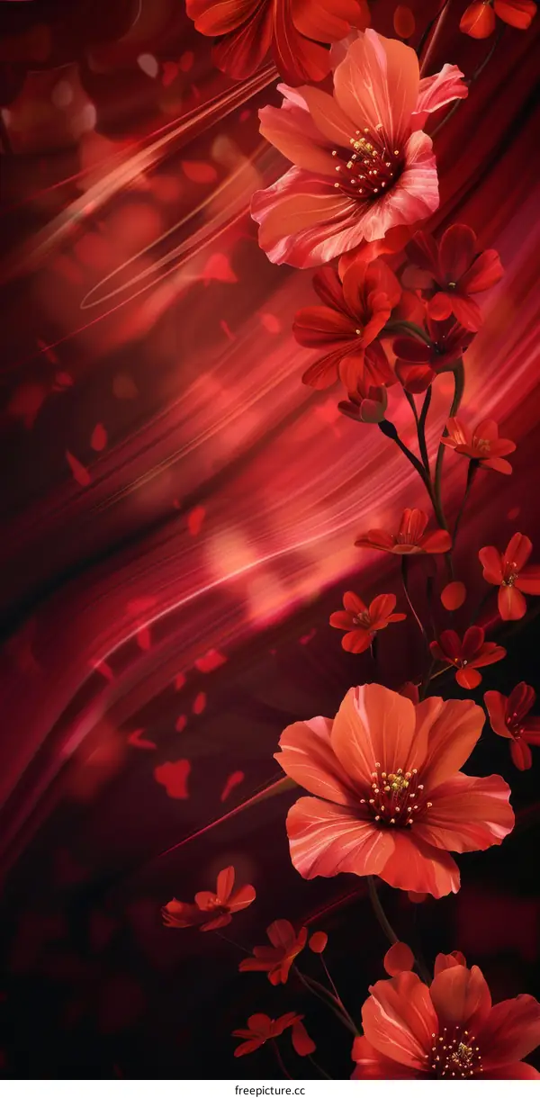 Red flowers in the dark