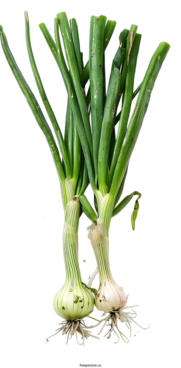 [Transparent Background PNG]Fresh Green Onions on White Background