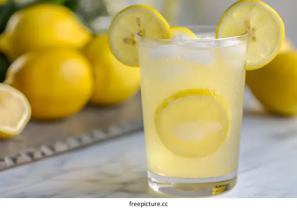 Glass of Lemonade with Lemon Slices
