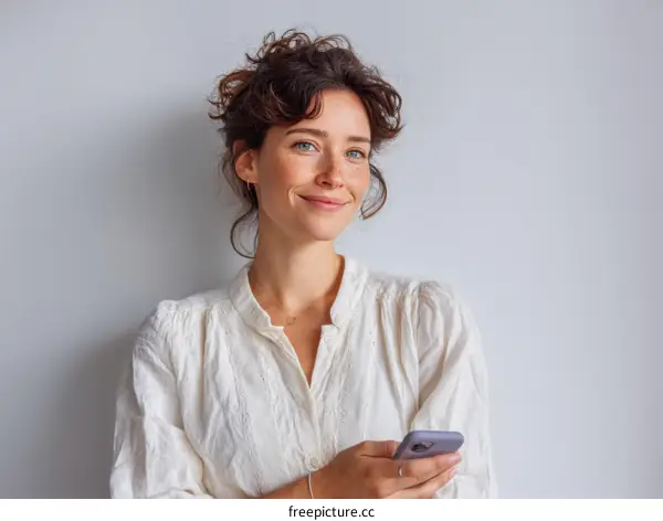 Woman Holding Phone Portrait Style