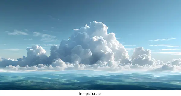 Cumulus clouds over mountain range