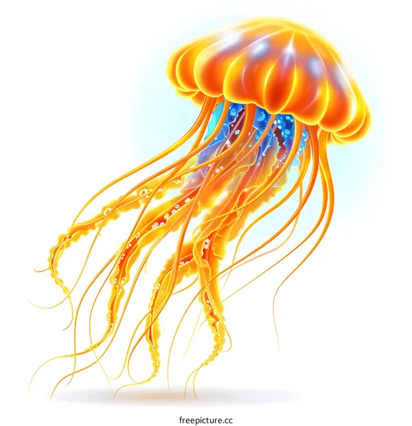 Glowing Orange Jellyfish Illustration