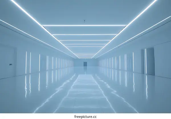 White Corridor With Fluorescent Lights