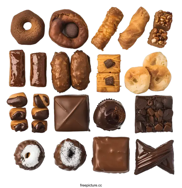 [Transparent Background PNG]Variety of Chocolate and Pastry Treats