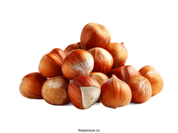 [Transparent Background PNG]Pile of Hazelnuts Isolated on White Background